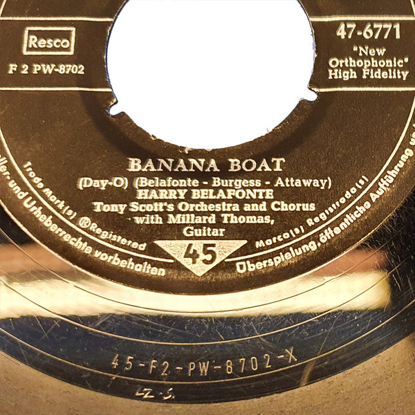 Cover zu Harry Belafonte, Tony Scott And His Orchestra And Chorus With Millard Thomas - Banana Boat | 1956 | Vinyl, 45 RPM, 7