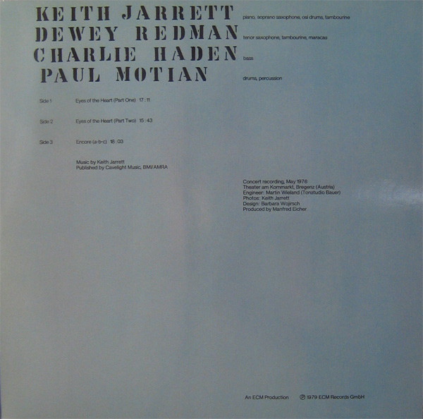 Cover zu Keith Jarrett - Eyes Of The Heart | 1979 | Vinyl, LP, Album, Single Sided | Jazz | Germany