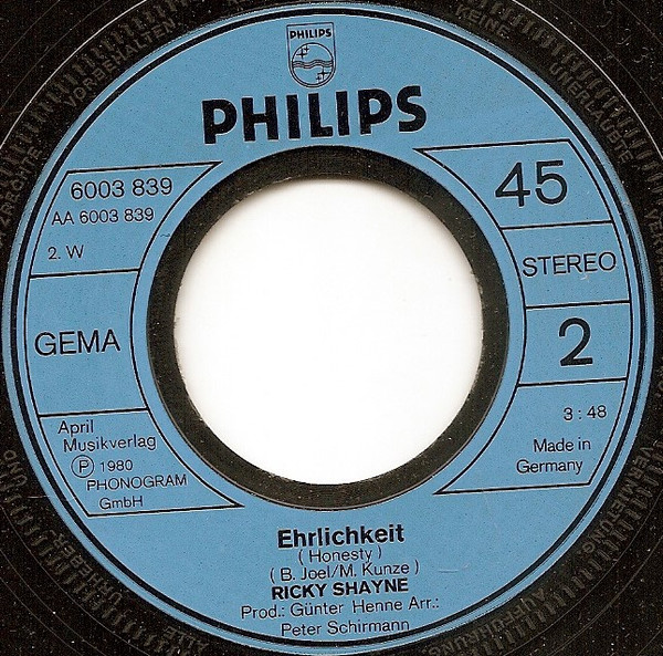 Cover zu Ricky Shayne - Rock Sugar | 1980 | Vinyl, Stereo, 45 RPM, 7