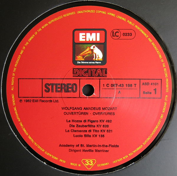Cover zu Wolfgang Amadeus Mozart, Sir Neville Marriner, The Academy Of St. Martin-in-the-Fields - Ouvertüren | Vinyl, LP, Reissue | Classical | Germany