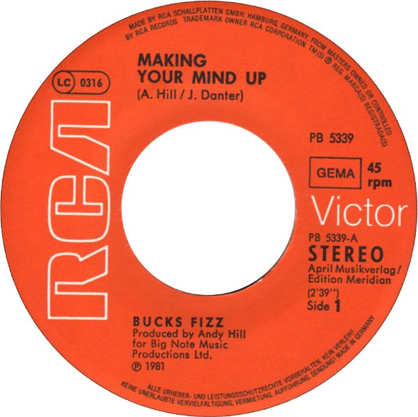 Cover zu Bucks Fizz - Making Your Mind Up | 1981 | Vinyl, Stereo, 45 RPM, 7