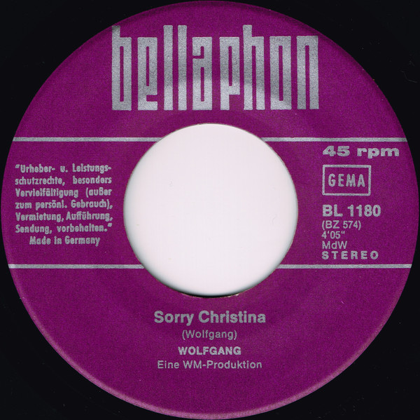 Cover zu Wolfgang Hofer - Song For Julia | 1971 | Vinyl, 45 RPM, 7