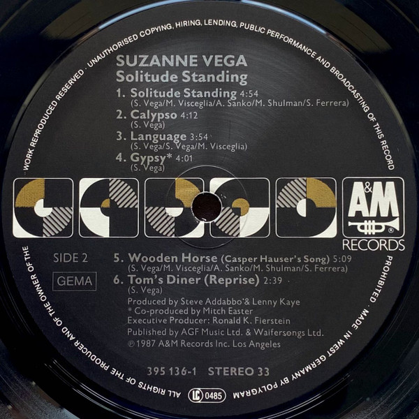 Cover zu Suzanne Vega - Solitude Standing | 1987 | Vinyl, LP, Album, Stereo | Rock | Europe
