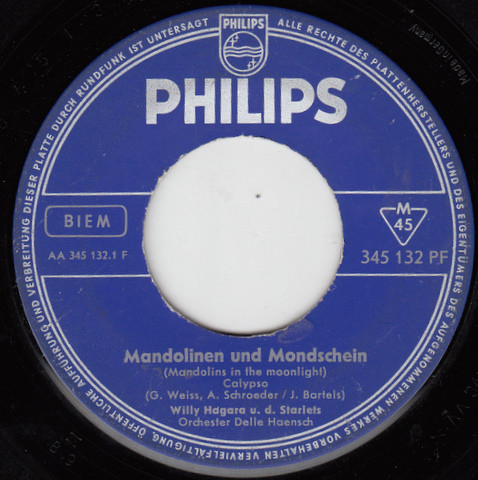 Cover zu Willy Hagara u. d. Die Starlets - Mandolinen Und Mondschein | 1959 | Vinyl, 45 RPM, 7