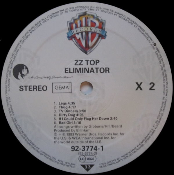 Cover zu ZZ Top - Eliminator | 1983 | Vinyl, LP, Album, Stereo, Repress, RP, RSA | Rock, Blues | Germany