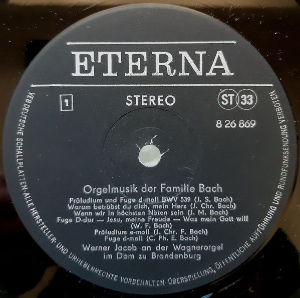 Cover zu Werner Jacob - Die Wagnerorgel Im Dom Zu Brandenburg (Werner Jacob Spielt Orgelmusik Der Familie Bach) | 1978 | Vinyl, LP, Stereo | Classical | German Democratic Republic (GDR)