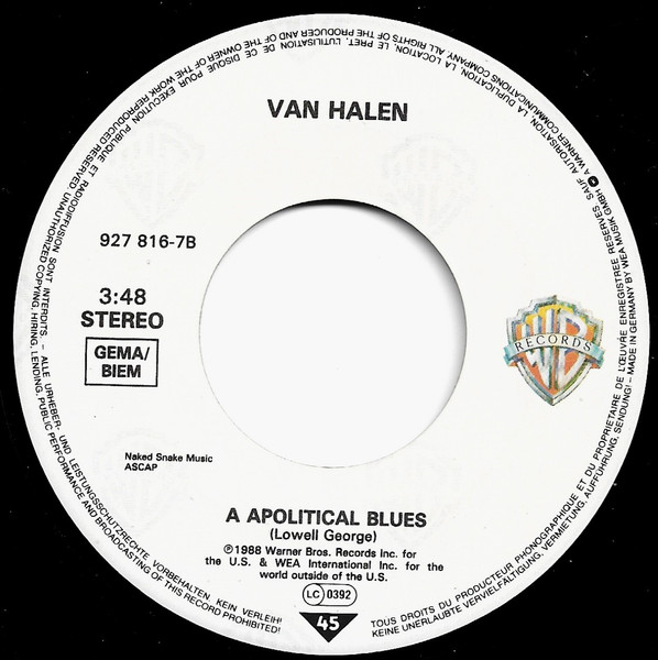 Cover zu Van Halen - When It's Love | 1988 | Vinyl, 45 RPM, 7