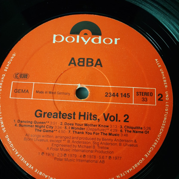Cover zu ABBA - Greatest Hits Vol. 2 | 1979 | Vinyl, LP, Compilation, Comp, Pap | Rock | Germany