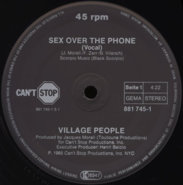 Cover zu Village People - Sex Over The Phone | 1985 | Vinyl, 12