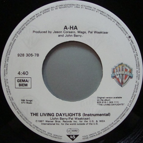 Cover zu a-ha - The Living Daylights | 1987 | Vinyl, 45 RPM, 7
