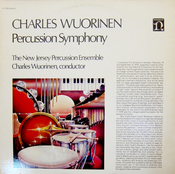 Bild Charles Wuorinen, The New Jersey Percussion Ensemble – Percussion Symphony | 1978 | Vinyl, LP, Stereo | Classical | US Schallplatten Ankauf