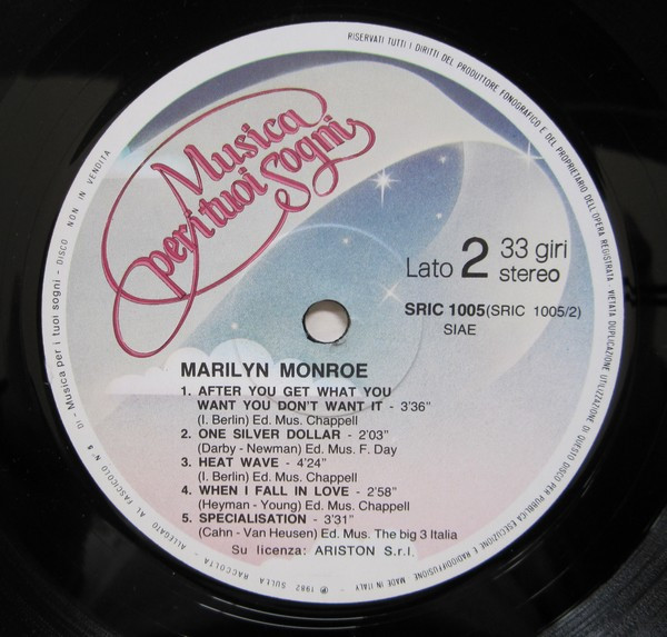 Cover zu Marilyn Monroe - Marilyn Monroe | 1982 | Vinyl, LP, Compilation | Jazz, Stage & Screen | Italy