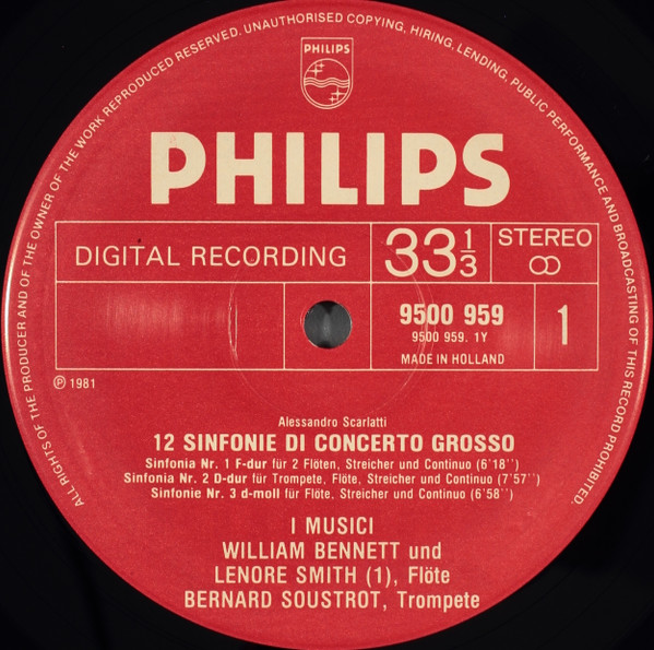 Cover zu Alessandro Scarlatti, I Musici, William Bennett (3), Hans Elhorst, Lenore Smith, Bernard Soustrot - 12 Sinfonie Di Concerto Grosso | 1981 | Vinyl, LP, Box Set | Classical | Netherlands
