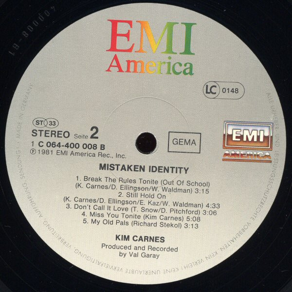 Cover zu Kim Carnes - Mistaken Identity | 1981 | Vinyl, LP, Album, Stereo | Rock | Germany