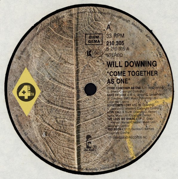 Cover zu Will Downing - Come Together As One | 1989 | Vinyl, LP, Album, Stereo | Electronic, Funk / Soul | Europe