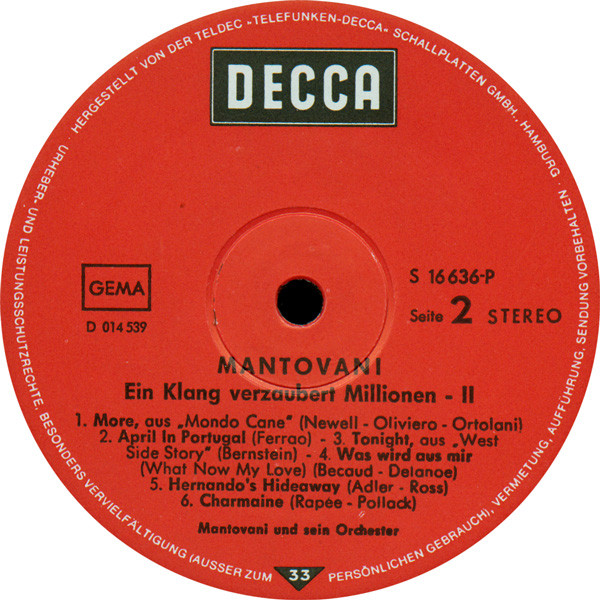Cover zu Mantovani - Ein Klang Verzaubert Millionen 2 | 1973 | Vinyl, LP, Compilation | Classical, Folk, World, & Country, Stage & Screen | Germany