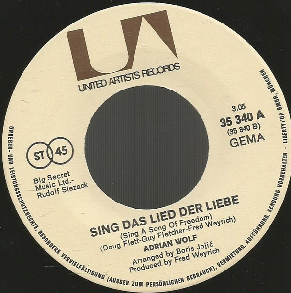 Cover zu Adrian Wolf - Mein Geschenk An Dich | 1972 | Vinyl, Stereo, 45 RPM, 7