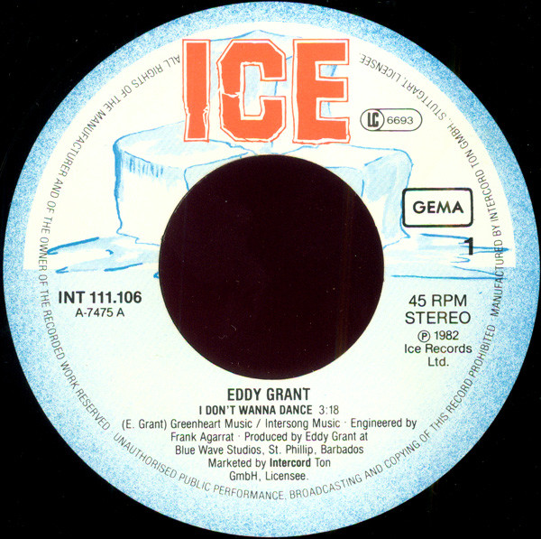 Cover zu Eddy Grant - I Don't Wanna Dance | 1982 | Vinyl, Stereo, 45 RPM, 7