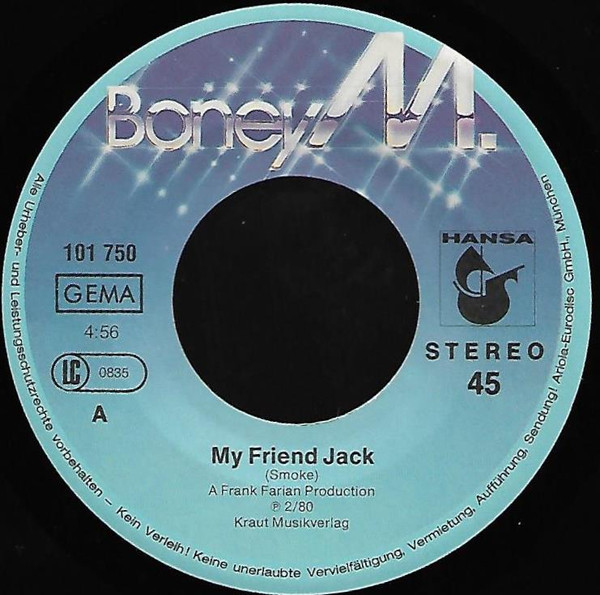 Cover zu Boney M. - I See A Boat On The River / My Friend Jack | 1980 | Vinyl, Stereo, 45 RPM, 7