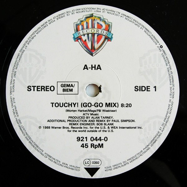 Cover zu a-ha - Touchy! (Go-Go Mix) | 1988 | Vinyl, 12