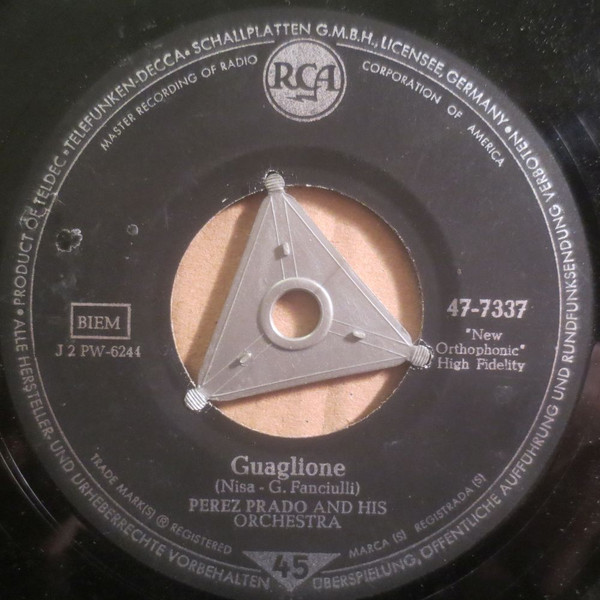 Bild Perez Prado And His Orchestra – Guaglione / Paris | 1958 | Vinyl, 45 RPM, 7″, Single | Jazz, Latin | Germany Schallplatten Ankauf