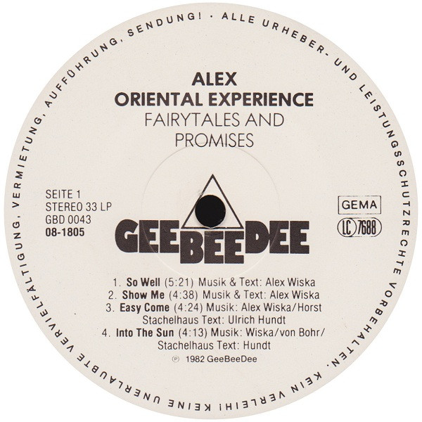 Cover zu Alex Oriental Experience - Fairytales And Promises | 1982 | Vinyl, LP, Album, Stereo | Rock, Folk, World, & Country | Germany