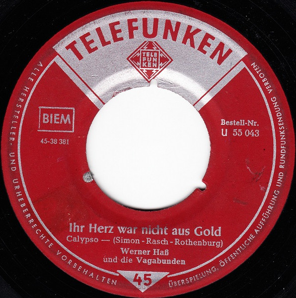 Cover zu Werner Hass - Ihr Herz War Nicht Aus Gold / Wenn Der Wind Weht | 1957 | Vinyl, 45 RPM, 7