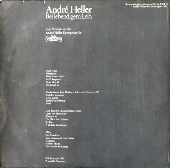 Cover zu André Heller - Bei Lebendigem Leib. | Vinyl, LP, Album, Stereo | Non-Music, Folk, World, & Country | Germany