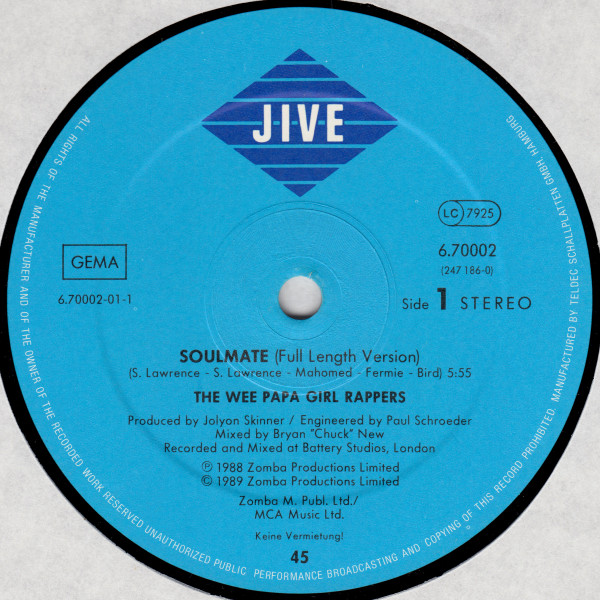 Cover zu Wee Papa Girl Rappers - Soulmate | 1988 | Vinyl, 12