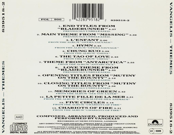 Cover zu Vangelis - Themes | CD, Stereo, Reissue, Compilation | Electronic, Stage & Screen | Europe
