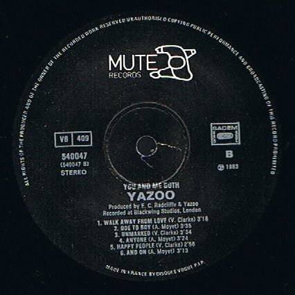 Cover zu Yazoo - You And Me Both | Vinyl, LP, Album | Electronic | France