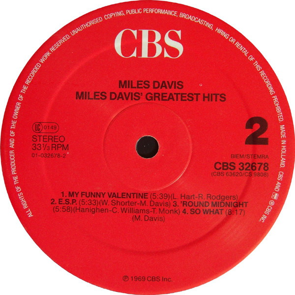 Cover zu Miles Davis - Miles Davis' Greatest Hits | Vinyl, LP, Stereo, Reissue, Compilation, Comp, RE | Jazz | Europe