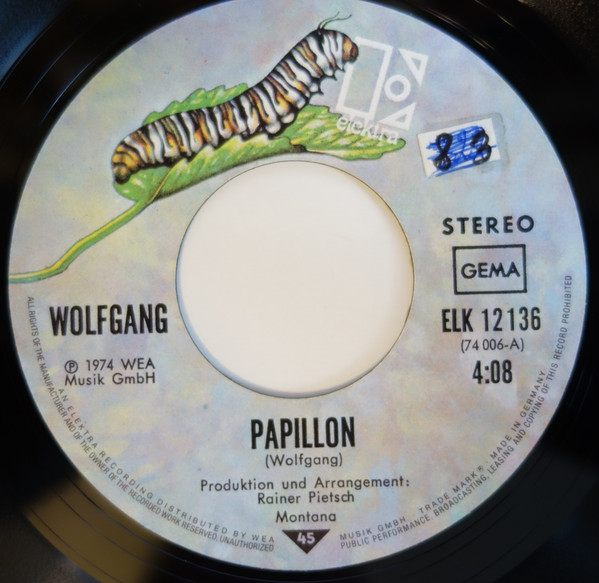 Cover zu Wolfgang Hofer - Papillon | 1974 | Vinyl, Stereo, 45 RPM, 7