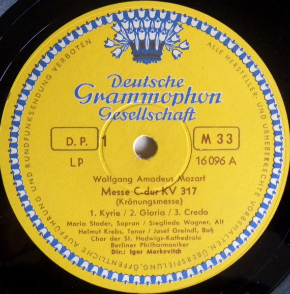 Cover zu Wolfgang Amadeus Mozart – Berliner Philharmoniker Dirigent: Igor Markevitch - Messe C-Dur (Krönungsmesse) | 1956 | Vinyl, LP, Mono, 10