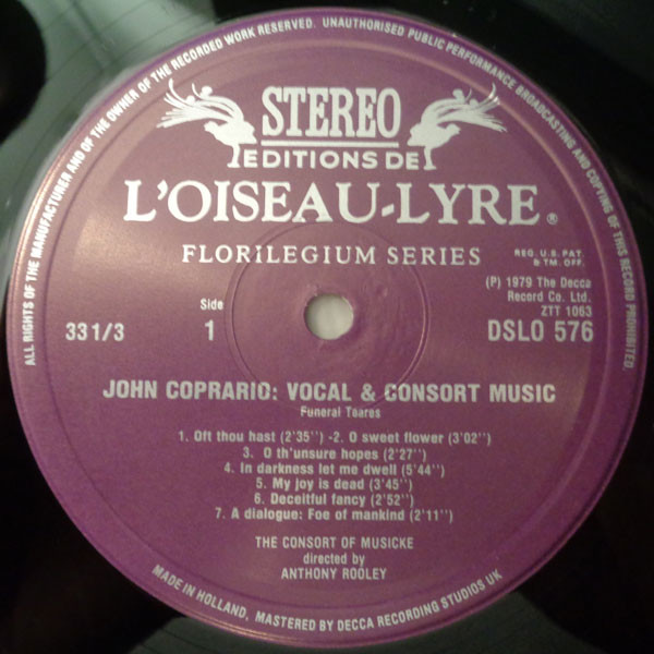 Cover zu John Cooper (6), The Consort Of Musicke - Funeral Teares / Consort Music | 1981 | Vinyl, LP, Stereo | Classical | UK