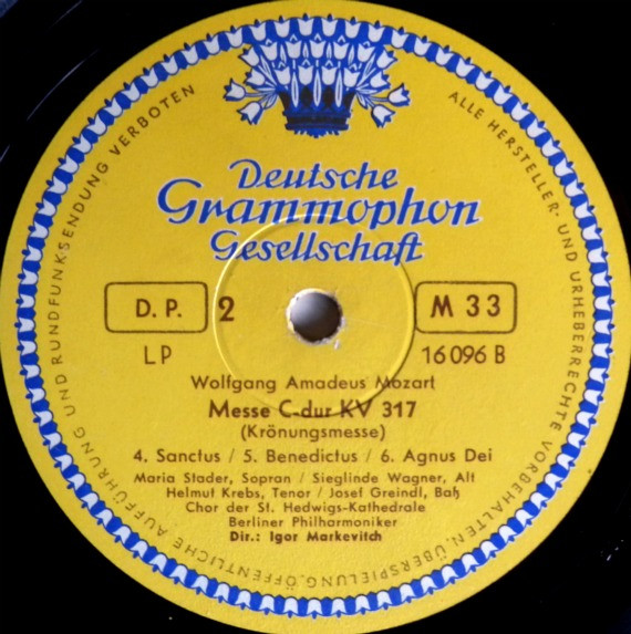 Cover zu Wolfgang Amadeus Mozart – Berliner Philharmoniker Dirigent: Igor Markevitch - Messe C-Dur (Krönungsmesse) | 1956 | Vinyl, LP, Mono, 10