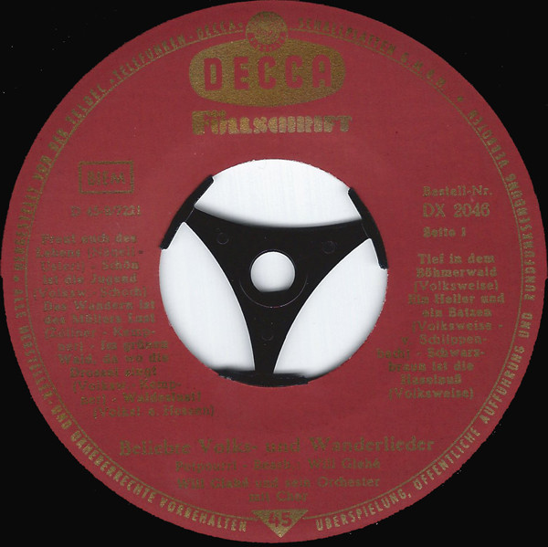 Cover zu Will Glahé Und Sein Orchester Mit Will Glahé Und Sein Chor - Beliebte Volks- Und Wanderlieder | Vinyl, 45 RPM, 7