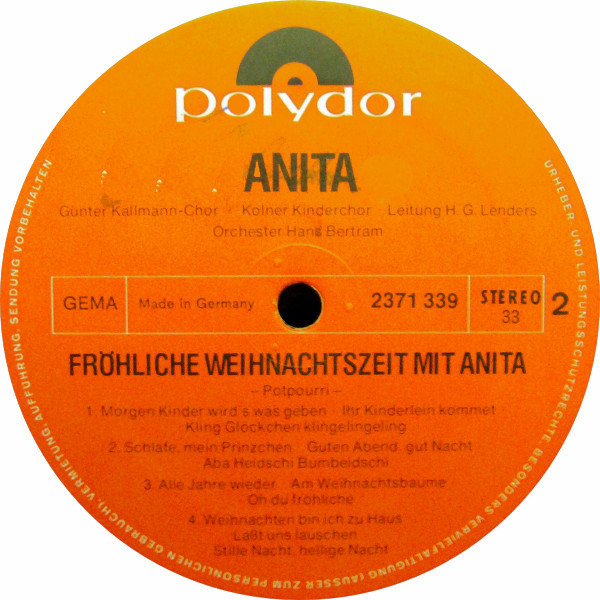 Cover zu Anita Hegerland - Fröhliche Weihnachtszeit Mit Anita | 1972 | Vinyl, LP, Album | Pop | Germany