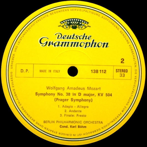 Cover zu Wolfgang Amadeus Mozart ‧ Karl Böhm, Berliner Philharmoniker - Sinfonie Nr. 35 «Hafner» / Nr. 32 G-dur (In G Major) / Nr. 38 «Prager» | Vinyl, LP, Stereo, Repress | Classical | Italy