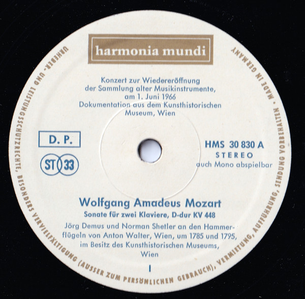 Cover zu Wolfgang Amadeus Mozart, Robert Schumann - Jörg Demus, Norman Shetler - Sonate Für Zwei Klaviere, D-dur KV 448. Kinderszenen Op.15 | 1966 | Vinyl, LP, Stereo | Classical | Germany
