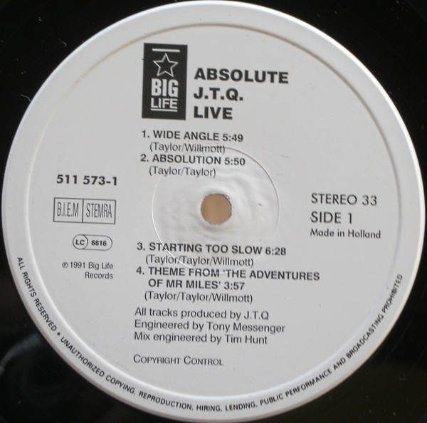 Cover zu The James Taylor Quartet - Absolute - J.T.Q. Live | Vinyl, LP, Album | Electronic, Jazz | Europe