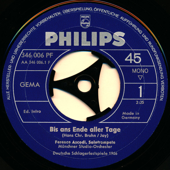 Cover zu Ference Ascodi - Bis Ans Ende Aller Tage | Vinyl, 45 RPM, 7