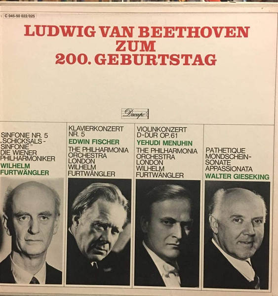 Bild Ludwig van Beethoven – Wilhelm Furtwängler, Edwin Fischer, Yehudi Menuhin, Walter Gieseking – Ludwig Van Beethoven Zum 200. Geburtstag | 4xLP, Comp, Box + Box Schallplatten Ankauf