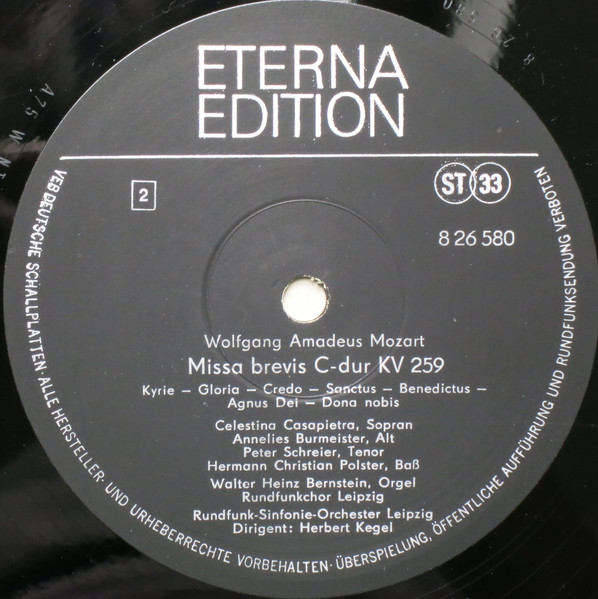 Cover zu Wolfgang Amadeus Mozart, Celestina Casapietra, Annelies Burmeister, Peter Schreier, Hermann Christian Polster, Rundfunkchor Leipzig, Rundfunk-Sinfonie-Orchester Leipzig, Herbert Kegel - Miss
