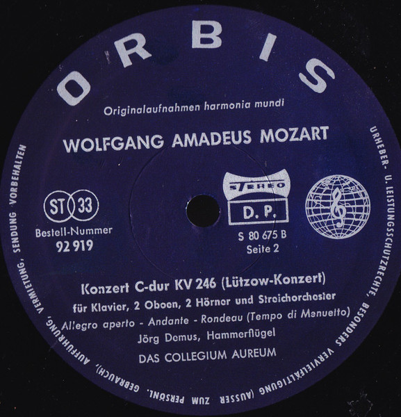 Cover zu Wolfgang Amadeus Mozart, Jörg Demus, Collegium Aureum - Krönungskonzert / Lützow-Konzert | Vinyl, LP | Classical | Germany