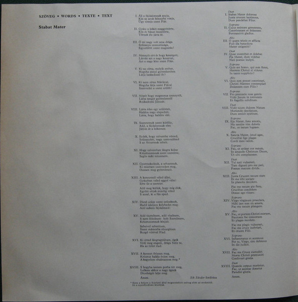 Cover zu Alessandro Scarlatti, Mária Zádori ♦ Paul Esswood ♦ Capella Savaria ♦ Pál Németh - Stabat Mater / Flute Sonata In C Minor No. 3 | 1986 | Vinyl, LP, Album | Classical | Hungary