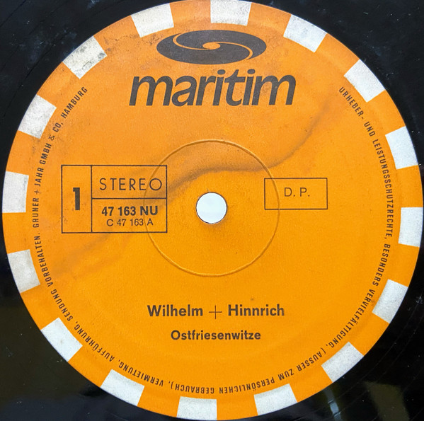 Cover zu Wilhelm + Hinnrich - Ostfriesenwitze | Vinyl, LP, Album, Stereo | Non-Music | Germany