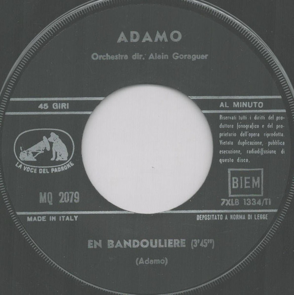 Cover zu Adamo - En Bandouliere | 1966 | Vinyl, 45 RPM, 7