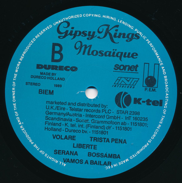 Cover zu Gipsy Kings - Mosaique | 1989 | Vinyl, LP, Album, Stereo | Latin | Europe