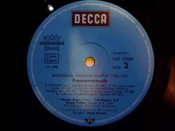 Cover zu Wolfgang Amadeus Mozart - Werner Krenn / Tom Krause / Edinburgh Festival Chorus / London Symphony Orchestra / István Kertész - Freimaurermusik - Sämtliche Kompositionen | Classical